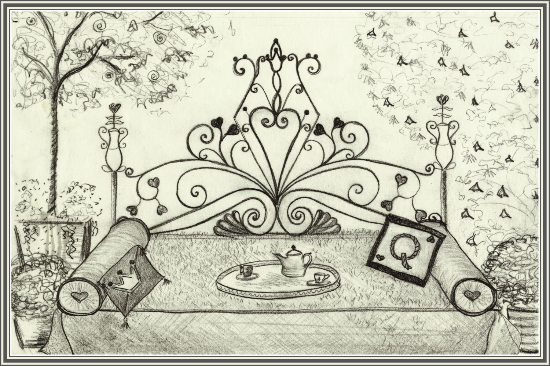 Sketch of Robinson Gardens Queen of Hearts Sleeping Porch