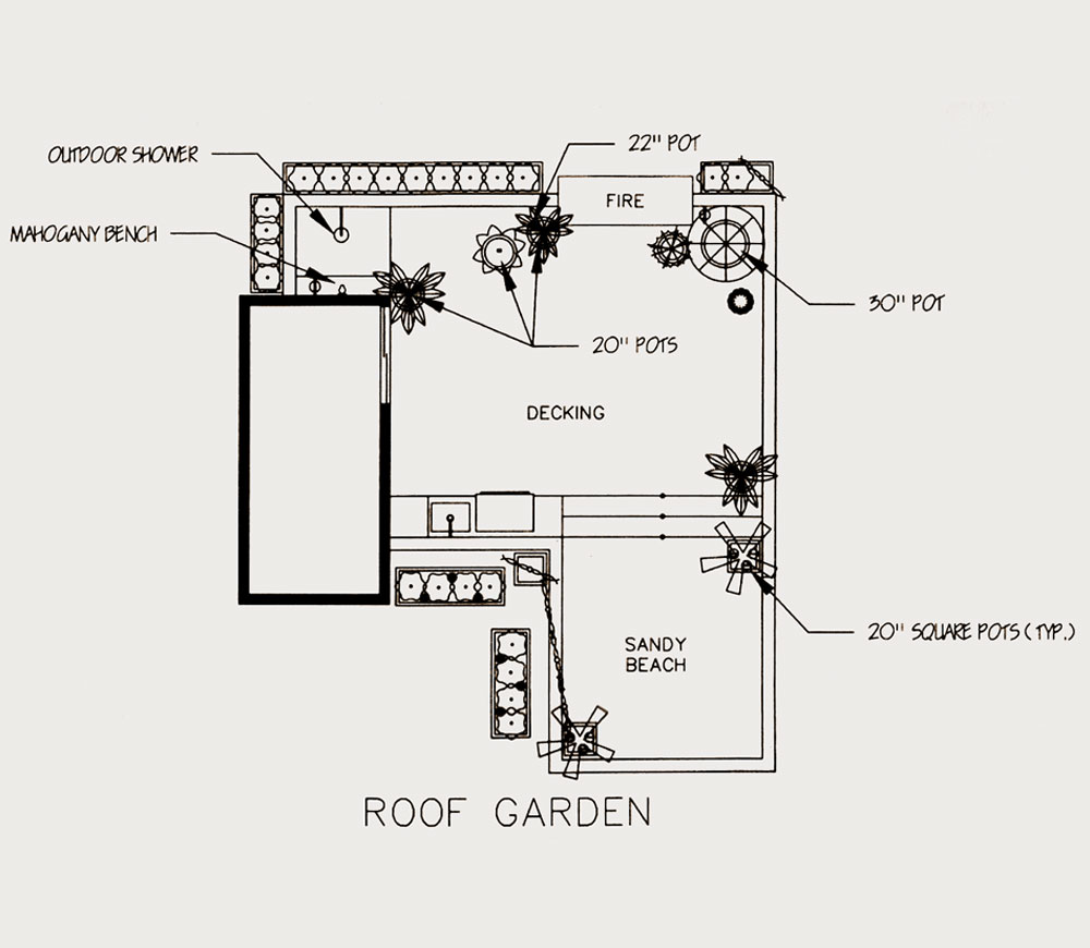 Exterior design sketch - roof level