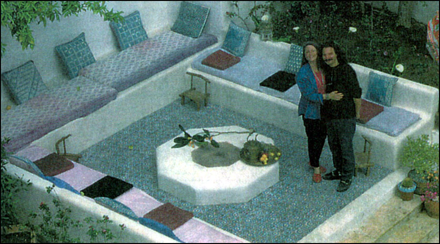 Laura Morton and Jeff Dunas in their Morocco-inspired backyard
